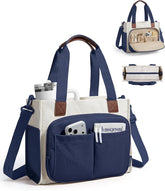 BAGSMART Canvas Tote Bag for Women, Small Work Tote Bag with Zipper