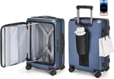 BAGSMART 20" Expandable Top-Opening Carry-On, Double Spinner, TSA, Blue