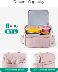 BAGSMART Insulated Lunch Bags for Women, Cute Quilted Lunch Box