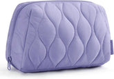 BAGSMART Makeup Bag, Travel Cosmetic Bag, Puffy Padded Make Up Bag for Women, Makeup Organizer Case, Wide-open Pouch Purse, Travel Essentials, Toiletries Accessories Brushes (Purple)