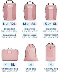 BAGSMART Compression Packing Cubes, 6 PCS Packing Cubes for Suitcases, Travel Bags Organizer for Luggage, Lightweight Packing Cube for Travel Essentials