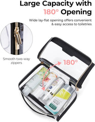 BAGSMART Clear Toiletry Bag for Travel, TSA Approved, 1-Pack, Khaki
