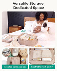 BAGSMART Diaper Backpack with Insulated Pockets & Changing Pad,Coffee Brown