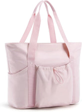 BAGSMART Foldable Tote Bag with Drawstring Bag, Tote Bag Shoulder Bag Top Handle Handbag for Travel, Work, Beach, Gym