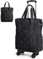 BAGSMART 35L Rolling Duffle Bag with Wheels, Detachable Wheels, Black