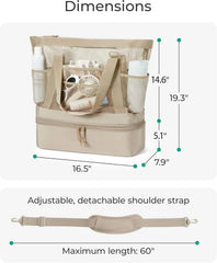 BAGSMART Beach Bag for Women, Mesh Tote Bags with Zipper, Sandproof Vacation Essentials with Cooler for Swim Cruise Pool