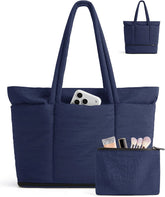 BAGSMART Puffer Tote Bag for Women, Expandable Teacher Handbag w/Pouch