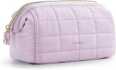 BAGSMART Makeup Bag Travel Toiletry Bag, Puffy Padded Make Up Bags for Women Makeup Organizer Case, Wide-open Pouch Purse Travel Essentials Toiletries Accessories Brushes, Lavender Purple