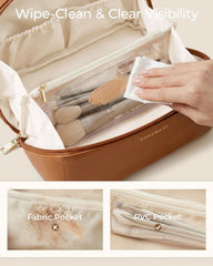 BAGSMART Makeup Bag Travel Cosmetic Bag,Women Toiletry Case, Brushes, Black