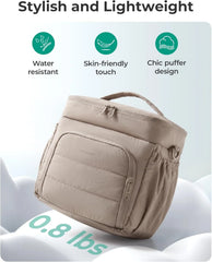 BAGSMART Puffy Insulated Lunch Bag, Lightweight Large 14L Double Deck Brown