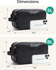 BAGSMART Large Toiletry Bag for Men, PU Leather Water Resistant, Navy Blue