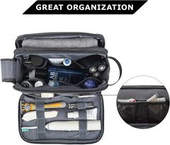 BAGSMART Toiletry Bag for Men, Travel Toiletry Organizer Dopp Kit Water-resistant Shaving Bag for Toiletries Accessories, Door Room Essentials,Grey-medium