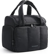 BAGSMART Travel Toiletry Bag for Women with Puffy Water-Resistant Fabric, Roomy Makeup Bag Organizer for Travel-Sized Toiletries & Accessories, Black