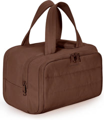 BAGSMART Travel Toiletry Bag, Puffy Toiletry Bag for Women, Wide-open toiletry bags for traveling, Large Travel Cosmetic Makeup Bag Organizer for Accessories,Toiletrie (Coffee Brown)