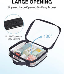 BAGSMART Clear Toiletry Bag with Handle 3-Pack TSA Approved, Black