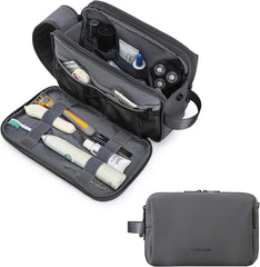 BAGSMART Toiletry Bag for Men, Travel Toiletry Organizer Dopp Kit Water-resistant Shaving Bag for Toiletries Accessories, Door Room Essentials,Grey-medium