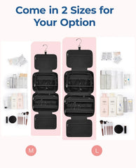BAGSMART Travel Toiletry Bag with Jewelry Organizer, Hanging Travel Bag for Toiletries, Puffy Makeup Cosmetic Bag Organizer, Carry-on Travel Accessories Essentials, Black-M