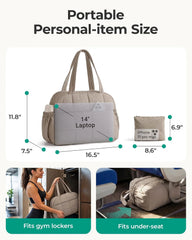 BAGSMART Small Gym Bag for Women, 2 Set Travel Duffel Bags, Camel