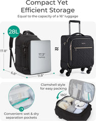 BAGSMART 28L Water-Resistant Travel Backpack, USB Port, 17.3" Laptop, Black