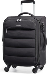 BAGSMART 20 Inch Soft Carry On Suitcase with Wheels, Black