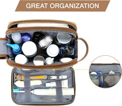 BAGSMART Toiletry Bag for Men, Canvas Travel Toiletry Organizer Dopp Kit Water-resistant Shaving Bag for Toiletries Accessories,Khaki-Medium