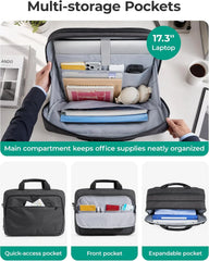 BAGSMART 3 In 1 Laptop Bag for Men Expandable Computer Bag 17.3 Inch, Black