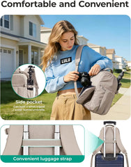BAGSMART Small Camera Backpack for Women with Laptop Compartment, Brown