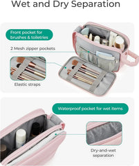 BAGSMART Travel Toiletry Bag for Women, Water-resistant, Warm Beige