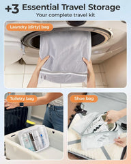 BAGSMART Vacuum Seal Storage Bags for Clothing Travel, 15 Pack Travel Essentials Bundle includes Laundry Bag & Waterproof Shoe Bag & TSA Approved Toiletry Bag, Hand Pump Included