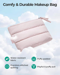 BAGSMART Small Makeup Bag, Machine Washable Puffy Cosmetic Pouch