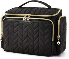 BAGSMART Travel Toiletry Bag, Large Wide-open Travel Bag for Toiletries, Makeup Cosmetic Travel Bag with Handle-Black