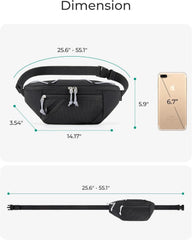 BAGSMART Fanny Packs for Women, Belt Bag for Traveling Hiking, Black
