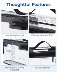 BAGSMART TSA Approved Toiletry Bag, 2 Pack Clear Makeup Cosmetic Bag Organizer, Quart Size Travel Bag for Toiletries, Carry-on Travel Accessories Essentials, Black-2pcs