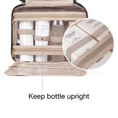BAGSMART Toiletry Bag Travel Bag with Hanging Hook, Water-resistant Makeup Cosmetic Bag Travel Organizer for Accessories, Shampoo, Full-size Container, Toiletries (Beige Ditsy Floral, Large)