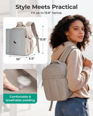 BAGSMART Small Camera Backpack for Women with Laptop Compartment, Brown