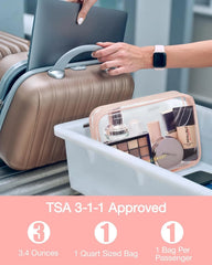 BAGSMART Clear Toiletry Bag 2-Pack TSA Approved Water-Repellent, Nude Pink