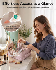 BAGSMART Travel Makeup Bag, Large Capacity Cosmetic Organizer for Women