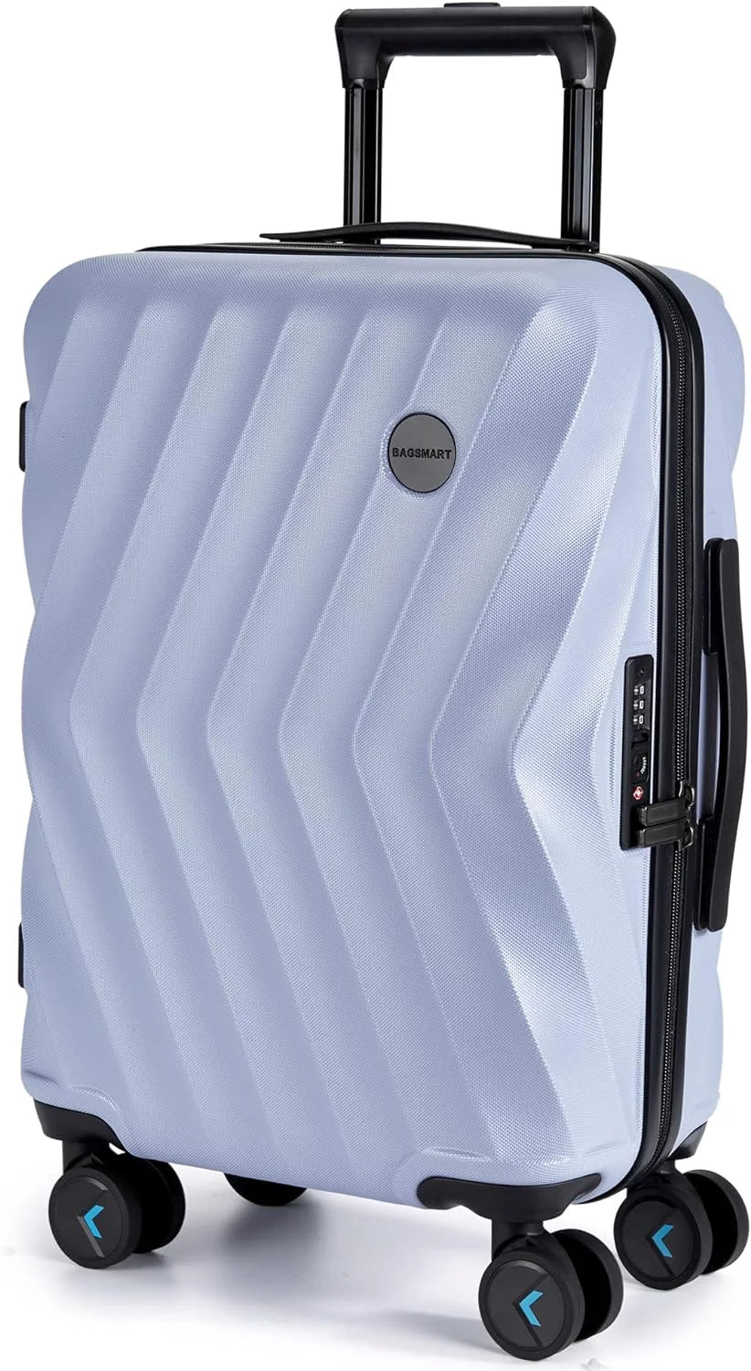 BAGSMART Carry On Luggage 22x14x9 Airline Approved, PC Hardside Suitcase, 20 Inch Carryon with Spinner Wheels, Travel Luggage Lightweight Rolling Suitcases for Men Women (Purple)