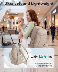 BAGSMART Diaper Backpack with Insulated Pockets & Changing Pad,Coffee Brown