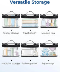 BAGSMART TSA Approved Toiletry Bag, 2 Pack Clear Makeup Cosmetic Bag Organizer, Quart Size Travel Bag for Toiletries, Carry-on Travel Accessories Essentials, White-2pcs