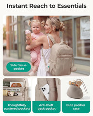 BAGSMART Diaper Backpack with Insulated Pockets & Changing Pad,Coffee Brown