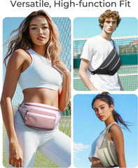 BAGSMART Fanny Packs for Women Men, Bag for Running Traveling Hiking, Beige
