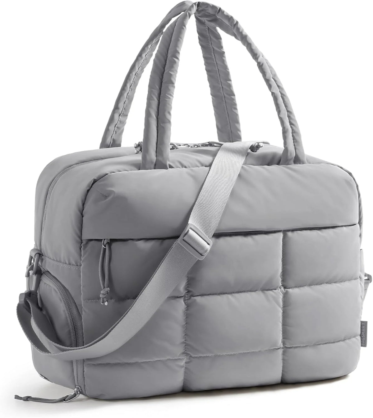BAGSMART Gym Bag for Women, Carry on Travel Duffel Bag, Water-resistant Weekender with Shoe Compartment for Gym Travel Work, Grey, Medium
