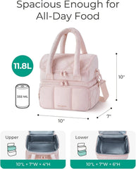 BAGSMART Lunch Bag Women, Double Deck Insulated Lunch Box, Lavender Purple