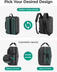 BAGSMART 3 In 1 Laptop Bag for Men Expandable Computer Bag 17.3 Inch, Gray