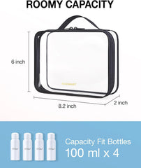 BAGSMART Clear Toiletry Bag with Handle 2-Pack TSA Approved, Black