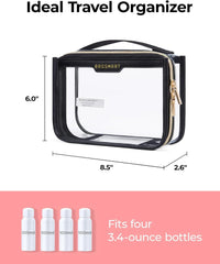 BAGSMART Clear Toiletry Bag for Travel, TSA Approved, 1-Pack, Khaki