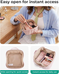 BAGSMART Small Makeup Bag for Women, Mini Toiletry Bag, Chocolate Brown