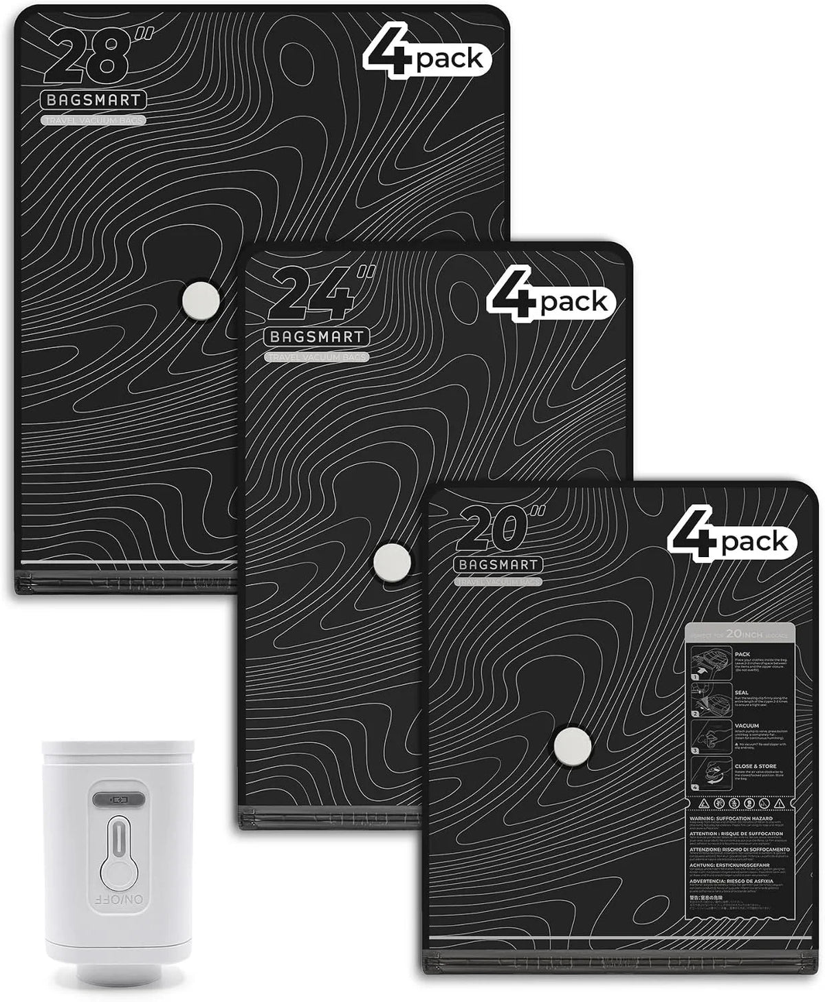 BAGSMART Travel Vacuum Seal Bags for Clothes with Pump