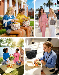 BAGSMART Lunch Bag Women Small Cute Quilted Insulated Leakproof Lightweight